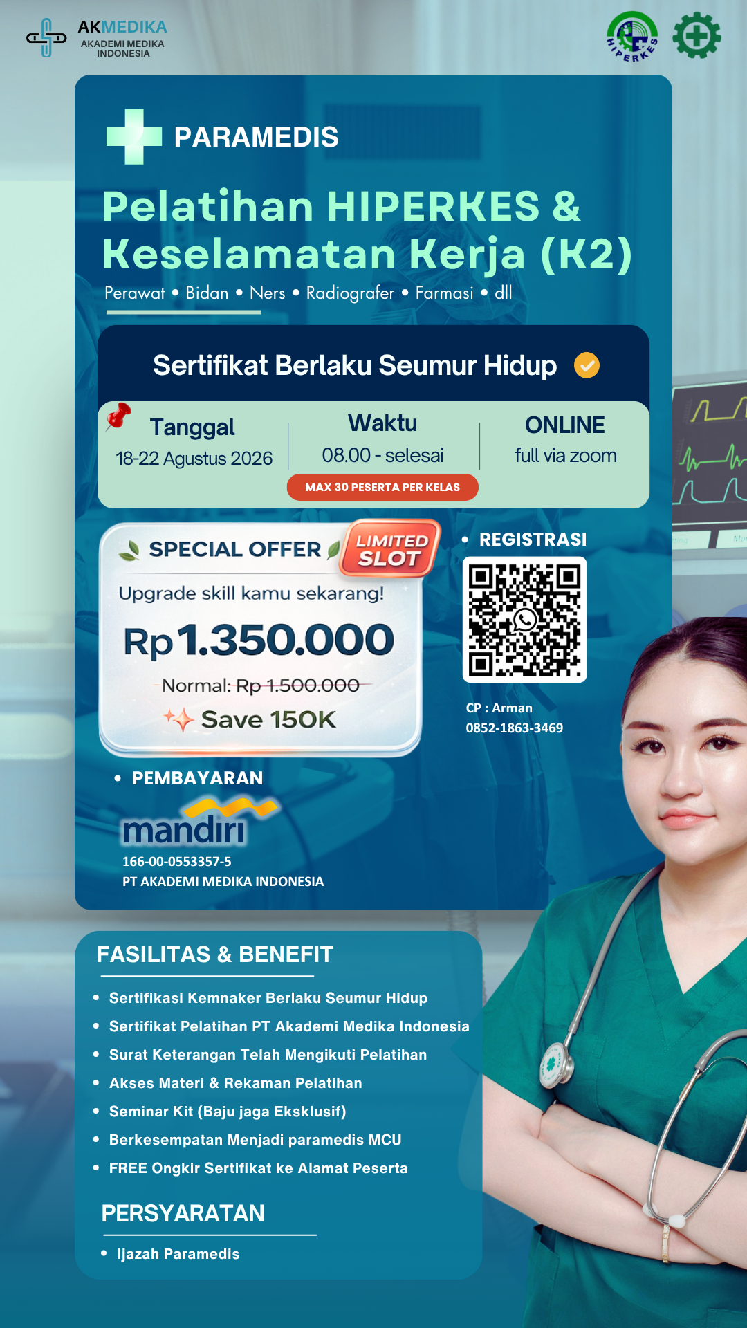 Pelatihan Hiperkes dan KK Khusus Paramedis Periode Agustus